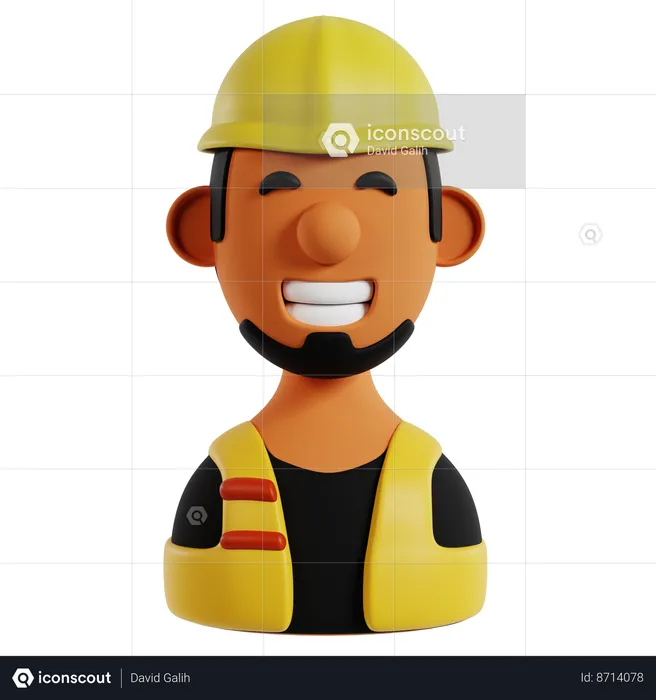 Construction Worker Avatar  3D Icon