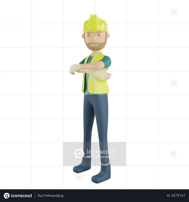 Construction worker pose gesture  3D Illustration