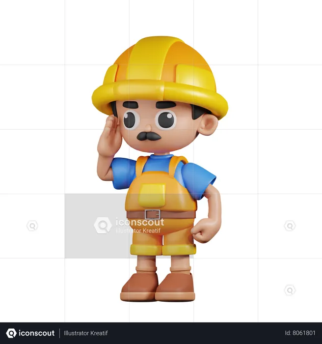 Constructor dando saludo  3D Illustration