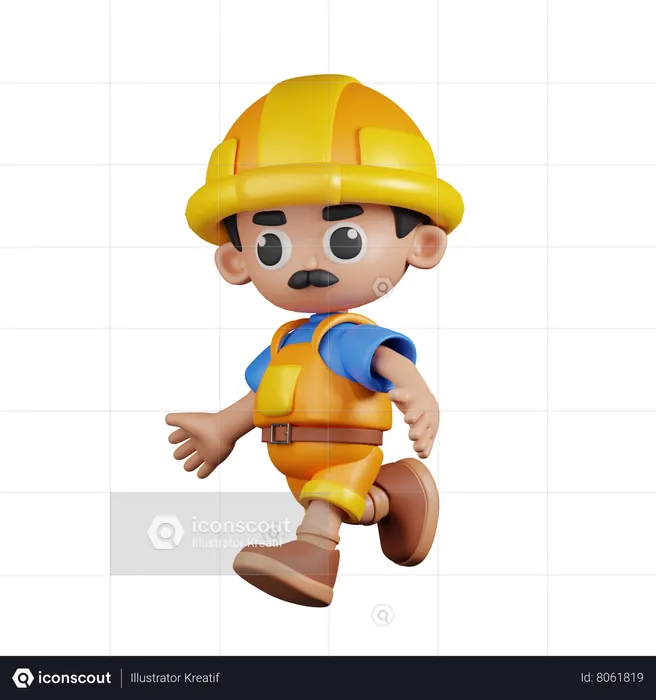 Constructor en ejecución  3D Illustration