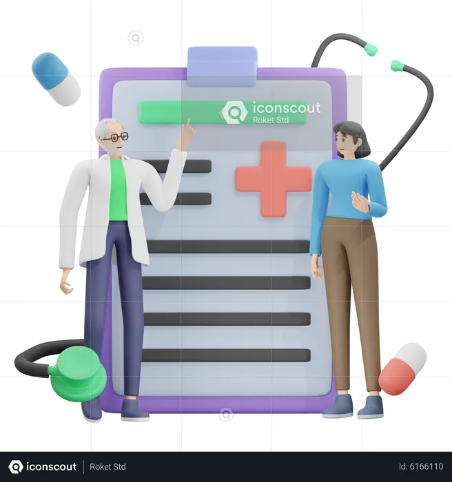 Consulta medica con paciente  3D Illustration