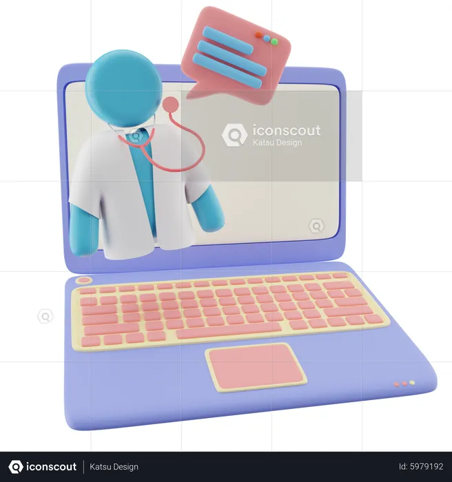 Consultas com médicos online  3D Illustration