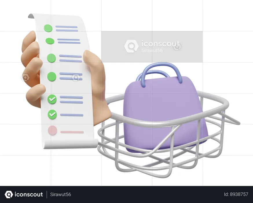 Mão segurando a conta de compras  3D Icon