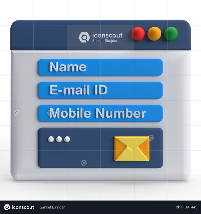 Contact Form  3D Icon