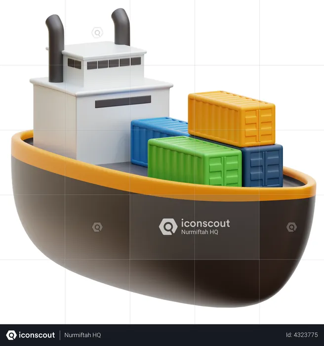 Container Cargo Ship  3D Illustration