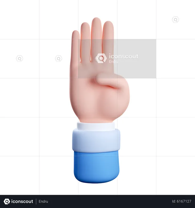 Contando con cuatro dedos  3D Icon