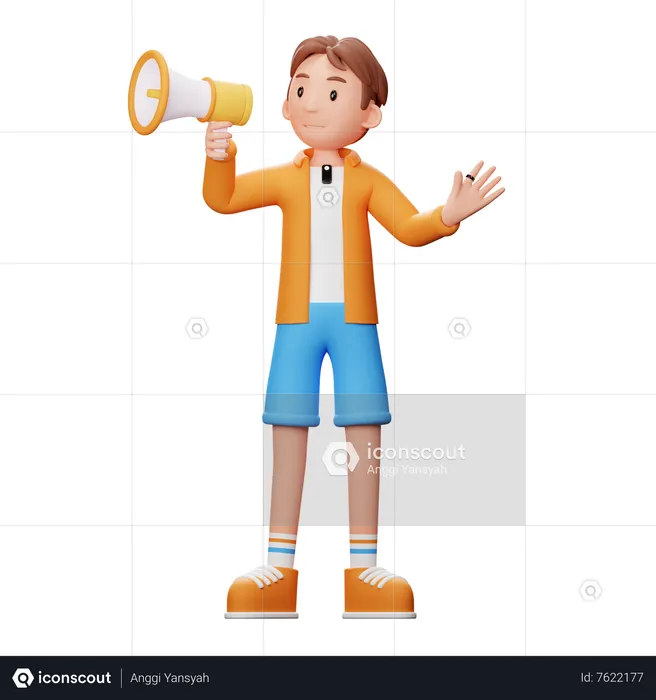 Content Creator With megaphone  3D Illustration