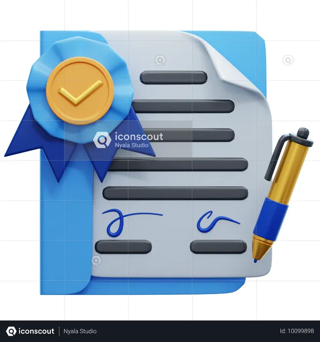 Contract Agreement 3D Illustration  3D Icon