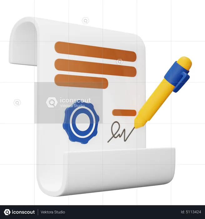 Contract Agreement  3D Icon