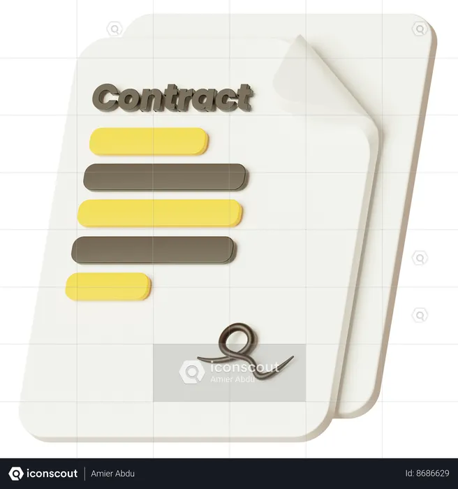 Contract Paper  3D Icon