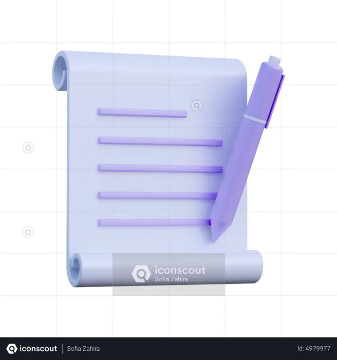 Contract Paper  3D Icon