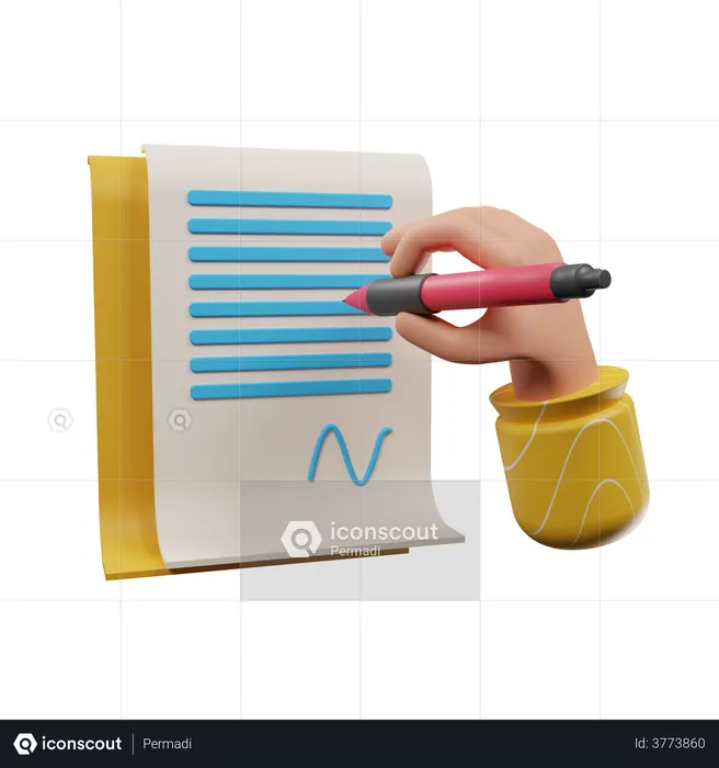 Contract Sign  3D Illustration