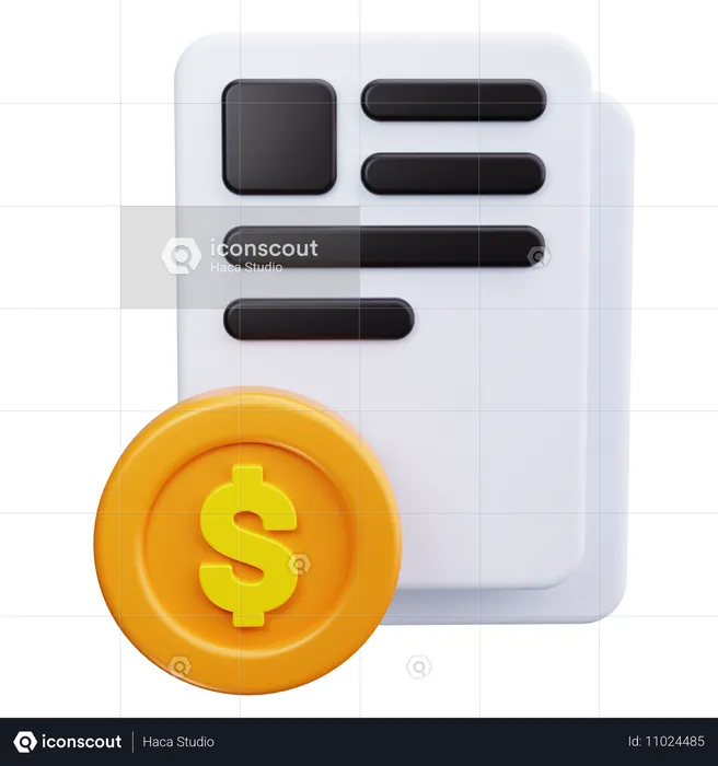 Contrato con dinero  3D Icon