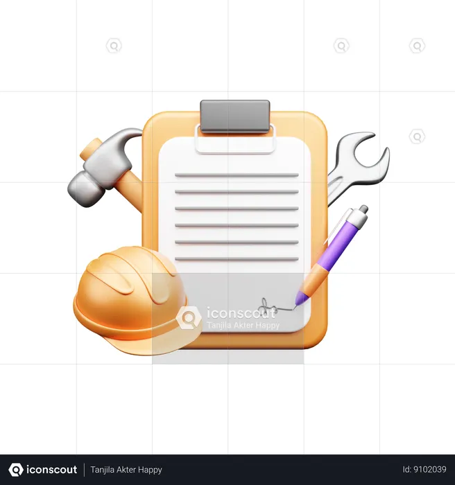 Contrato de construção  3D Icon