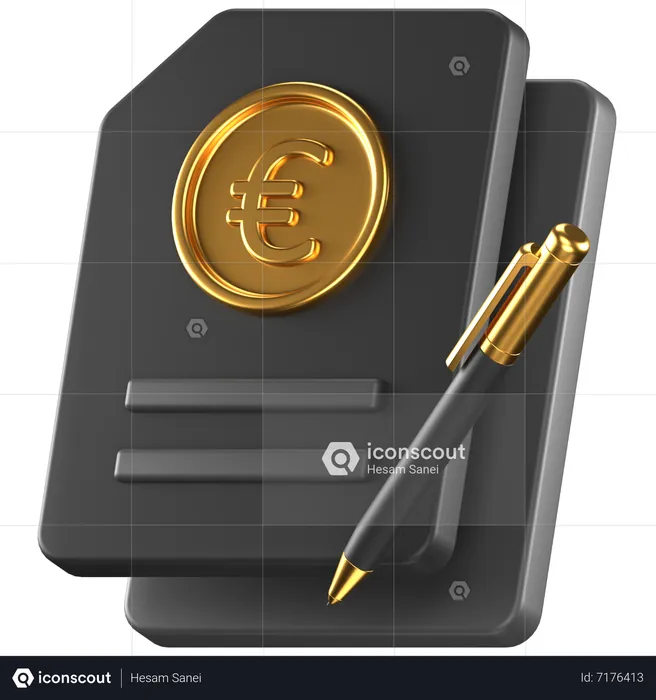 Contrato en euros  3D Icon