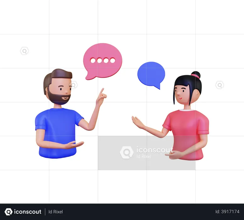 Conversation between male and female  3D Illustration