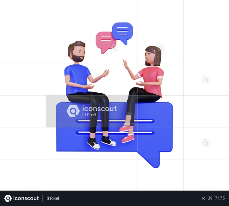 Conversation between male and female employee  3D Illustration