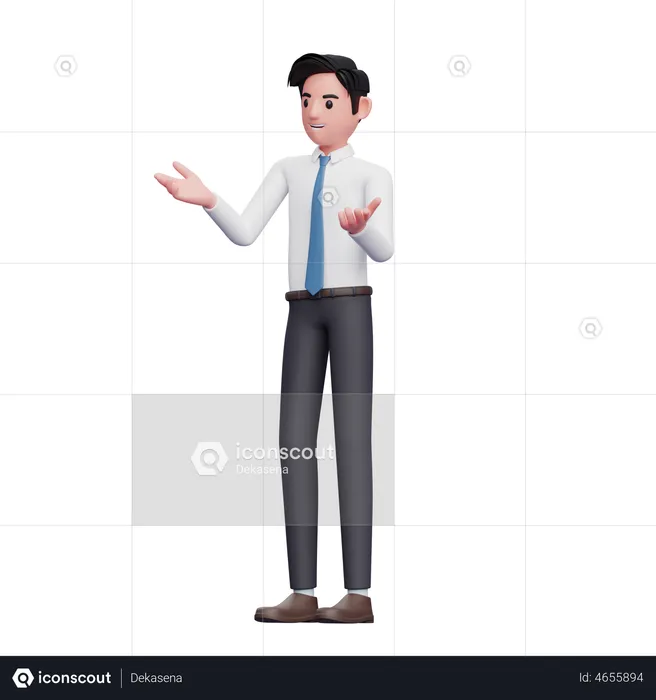 Concept de conversation homme d'affaires portant une chemise longue et une cravate bleue  3D Illustration