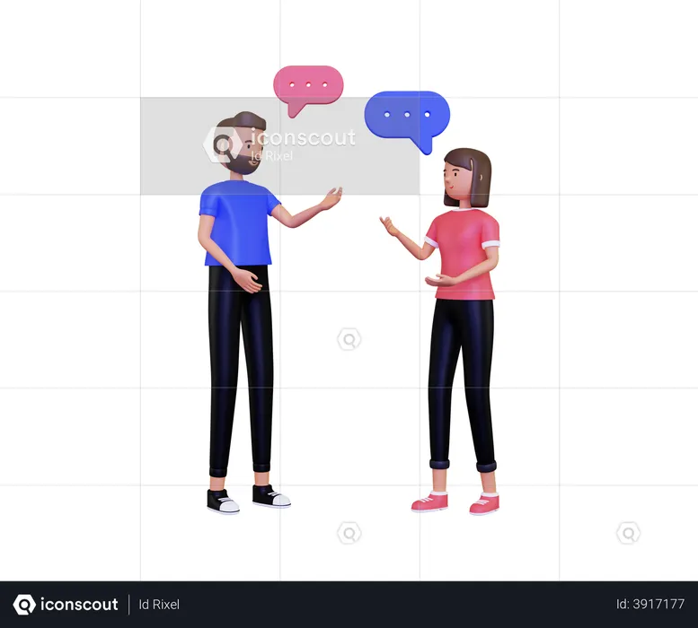 Conversation with male and female  3D Illustration