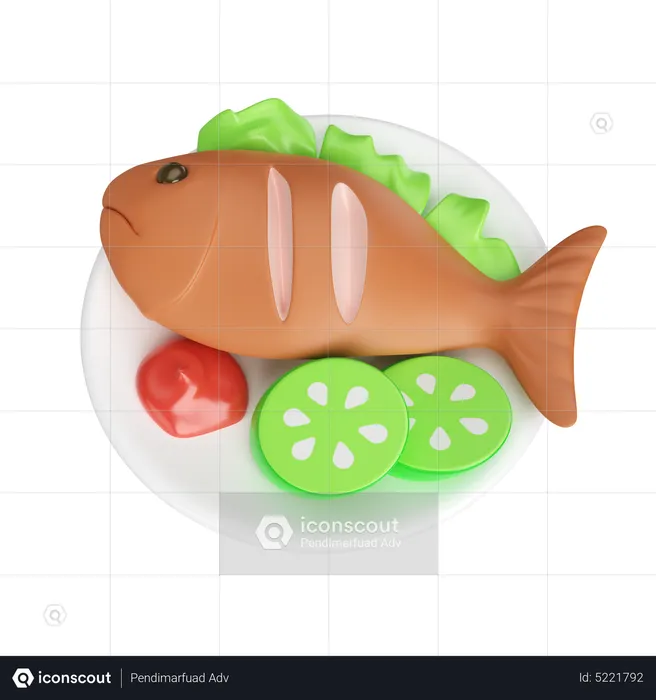 Cooked Fish  3D Icon