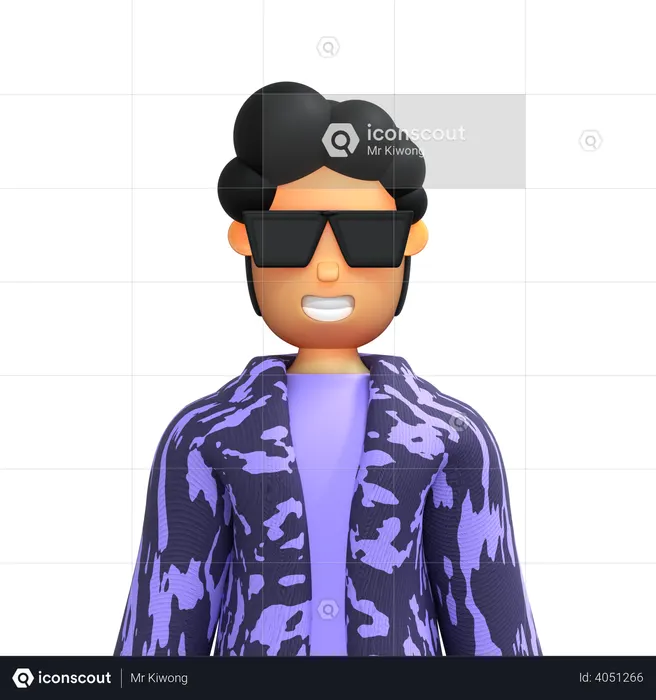 Cool boy wearing sunglasses  3D Illustration