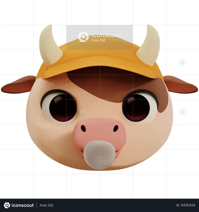 Cool Cute Cow Emoji Emoji 3D Icon
