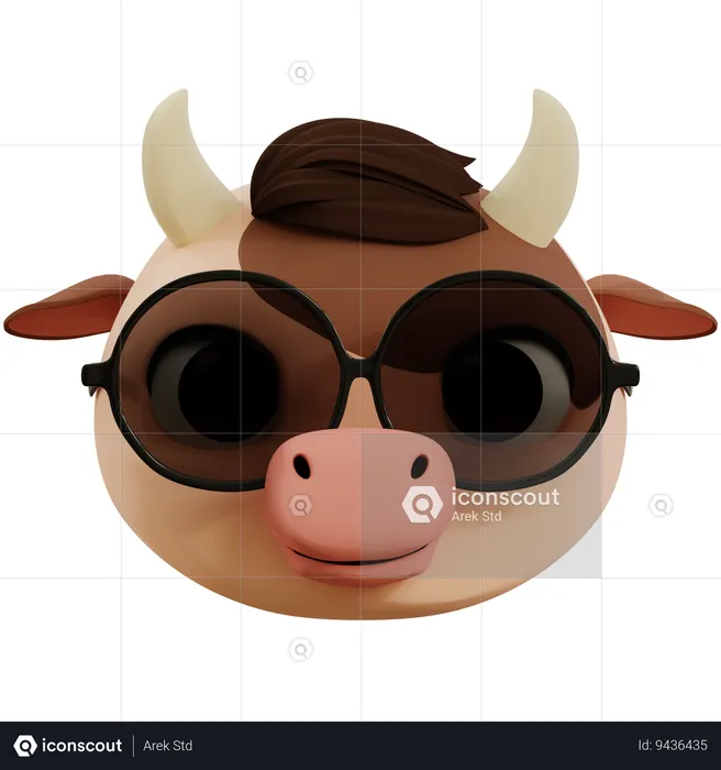 Cool Cute Cow Emoji Emoji 3D Icon