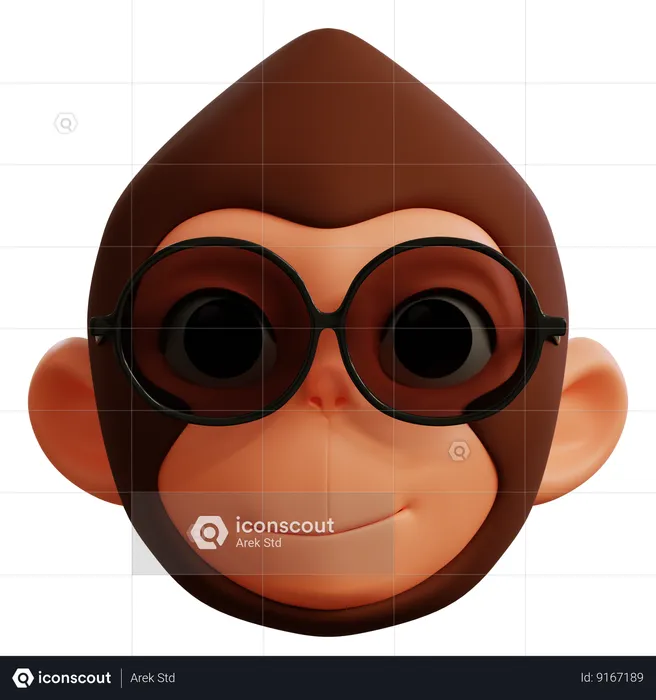 Cool Cute Monkey Emoji 3D Icon