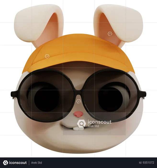 Cool Cute Rabbit Emoji Emoji 3D Icon