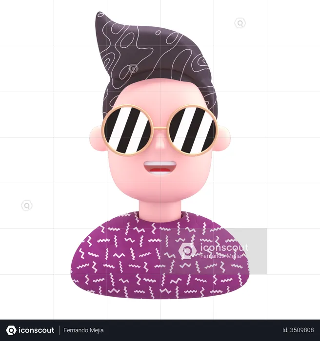 Cooler Junge mit Sonnenbrille  3D Illustration