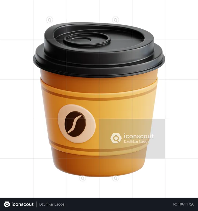 Copo de café de papel  3D Icon