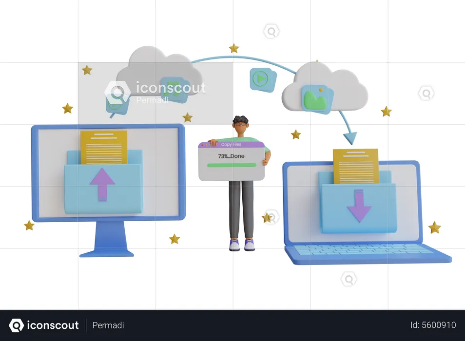 Copying Files To Storage  3D Illustration