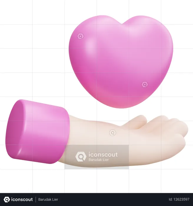 Coração de mão  3D Icon