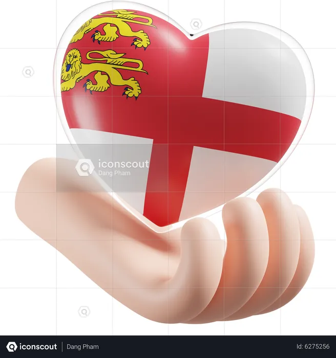 Bandeira de Sark para cuidados com as mãos e coração Flag 3D Icon