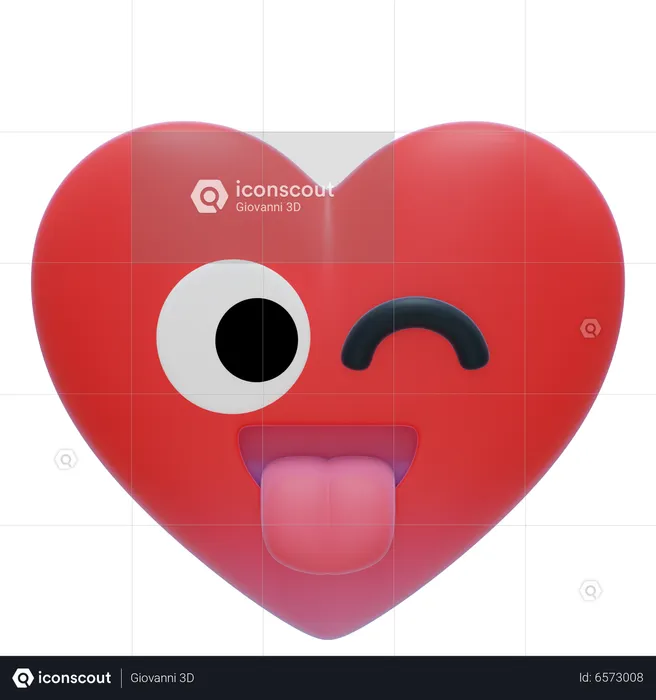 Coração, cara maluca Emoji 3D Icon