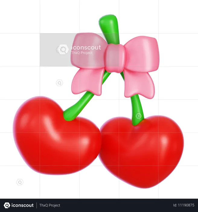 Cereza de corazón  3D Icon