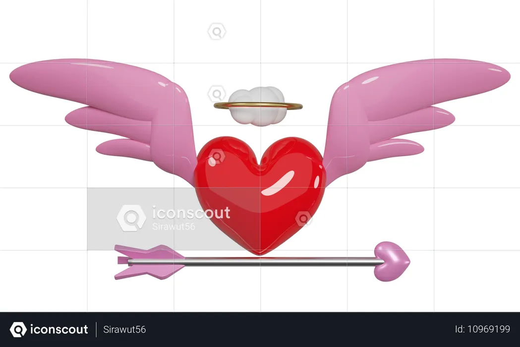 Corazón con flecha  3D Icon