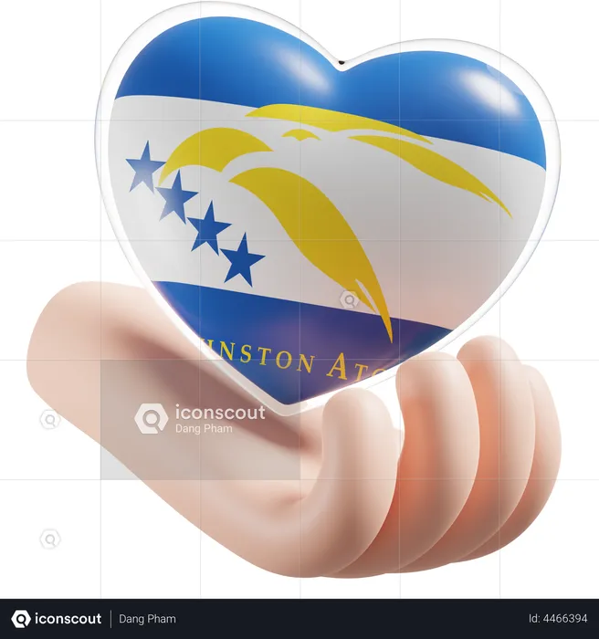 Corazón Cuidado De Las Manos Bandera Del Atolón Johnston Flag 3D Icon