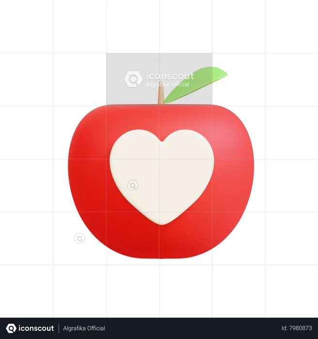 Corazón de manzana  3D Icon