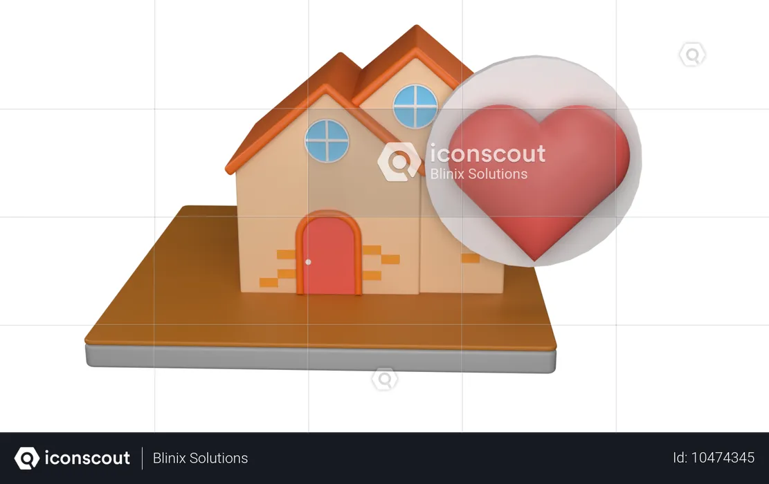 Corazón en casa  3D Icon