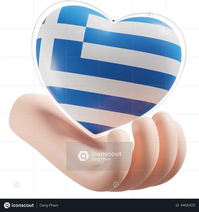 Corazón Cuidado De Las Manos Bandera De Grecia Flag 3D Icon