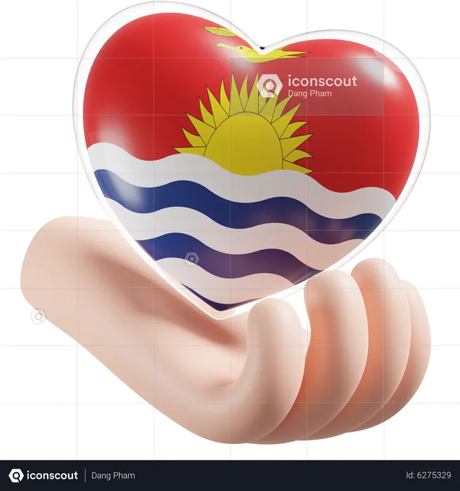 Corazón Cuidado De Las Manos Bandera De Kiribati Flag 3D Icon