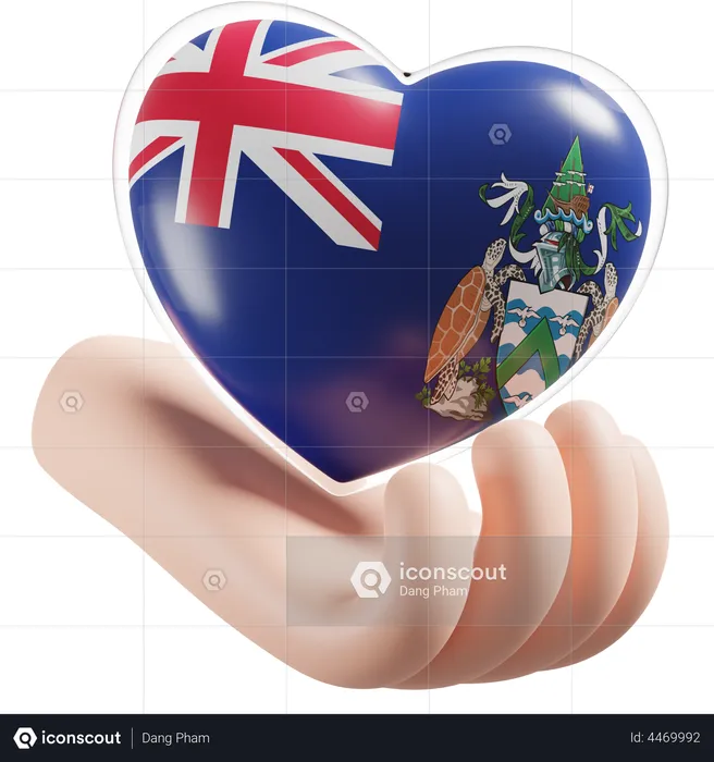 Corazón Cuidado De Las Manos Bandera De La Isla Ascensión Flag 3D Icon