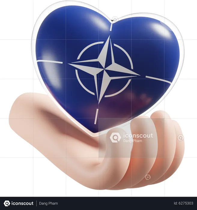 Corazón Cuidado De Las Manos Bandera De La OTAN Flag 3D Icon