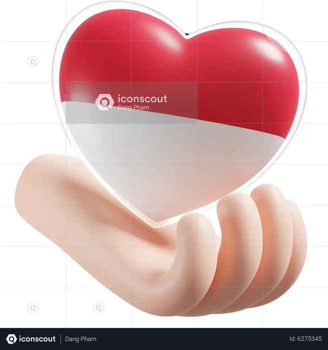 Corazón Cuidado De Las Manos Bandera De Mónaco Flag 3D Icon