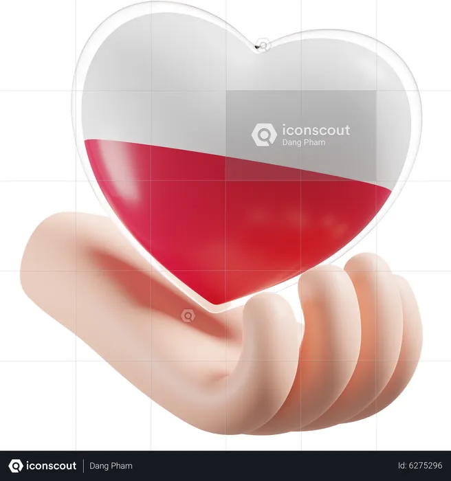 Corazón Cuidado De Las Manos Bandera De Polonia Flag 3D Icon