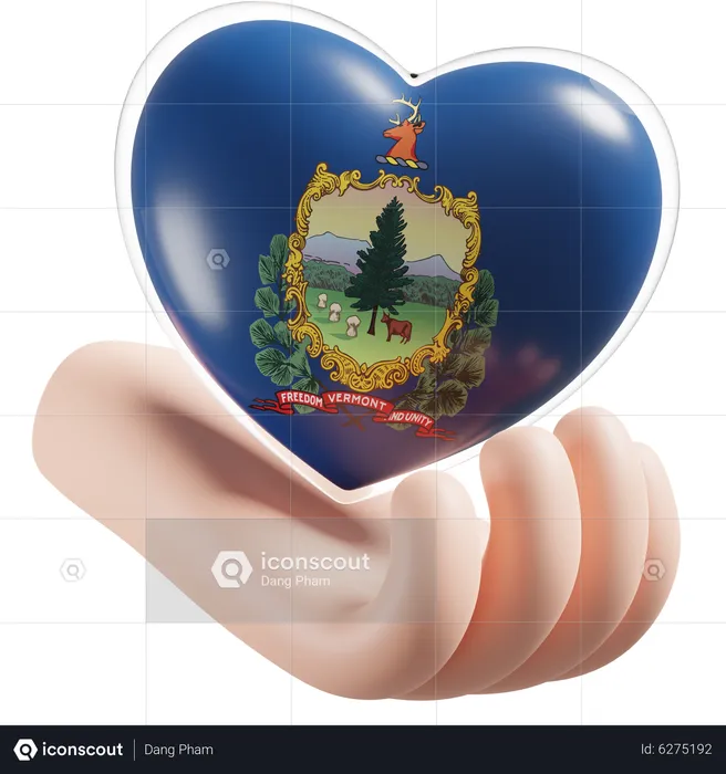 Corazón Cuidado De Las Manos Bandera De Vermont Flag 3D Icon