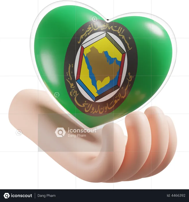 Corazón Cuidado De Las Manos Bandera Del Consejo De Cooperación Del Golfo Flag 3D Icon