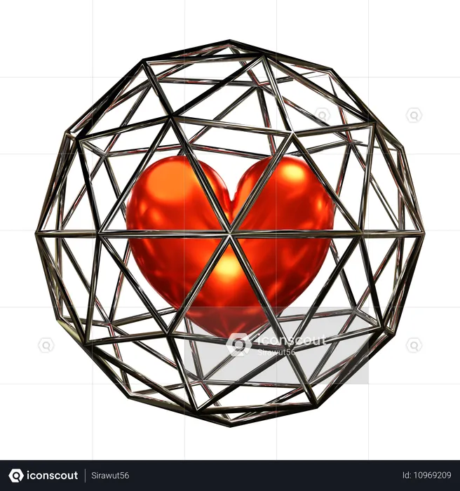 Corazón de metal  3D Icon