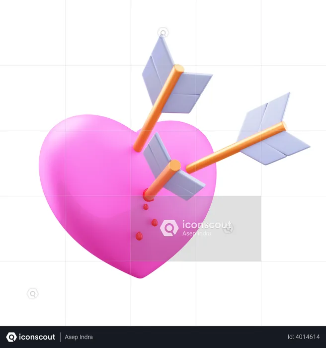 Corazon traspasado  3D Illustration